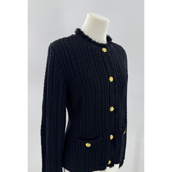 Express Black Sweater Jacket Lady Gold Button Knit Cardigan M Grannycore NWOT - Picture 6 of 9
